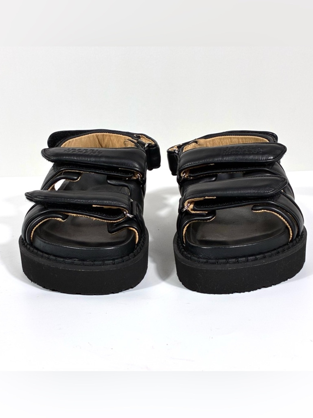 Isabel Marant Madee Platform Leather Sandals Black 37 NEW Flat - Picture 10 of 17
